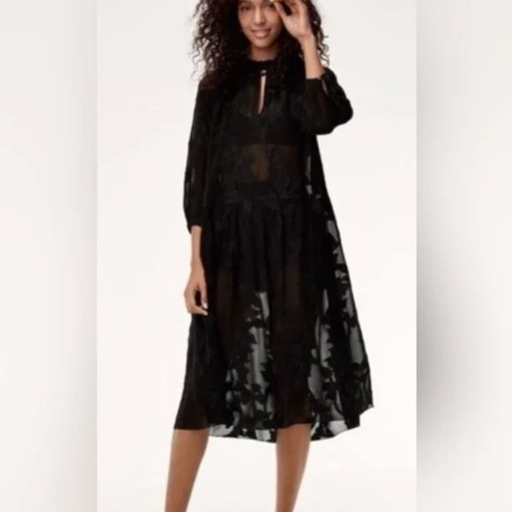 Aritzia Black Sheer Midi Dress